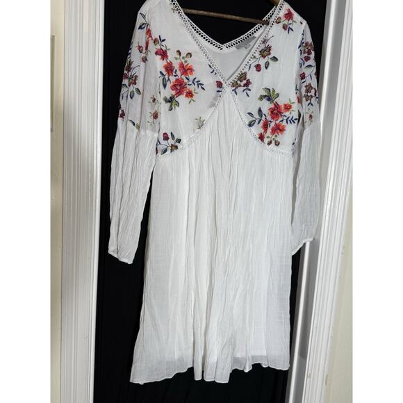Fairy J Gee Embroidered Crochet Dress Women White Boho Peasant Cottage 1X Plus - Picture 2 of 8